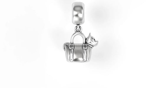 Bag with Dog Charm - Sonho de jóias Bolsa com pingente de cachorro - Prata 925 - Sonho de jóias Sonho de jóias Bag with Dog CharmDia a DiaSonho de jóiasSonho de jóias